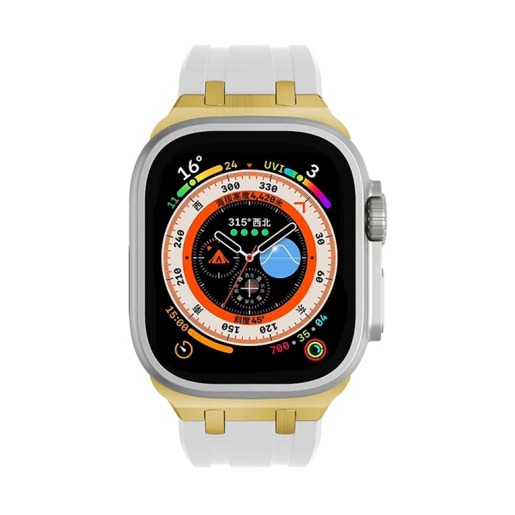 AP Silicone Watch Band For Apple Watch Series 10 42mm(Gold White)