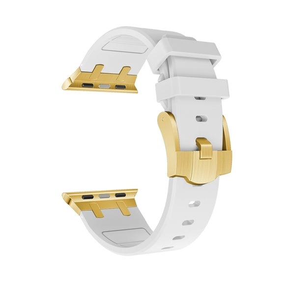 AP Silicone Watch Band For Apple Watch Series 10 46mm(Gold White)