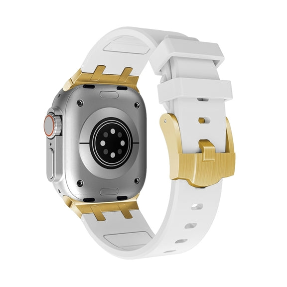 AP Silicone Watch Band For Apple Watch Series 10 46mm(Gold White)