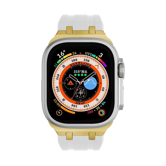 AP Silicone Watch Band For Apple Watch Series 10 46mm(Gold White)