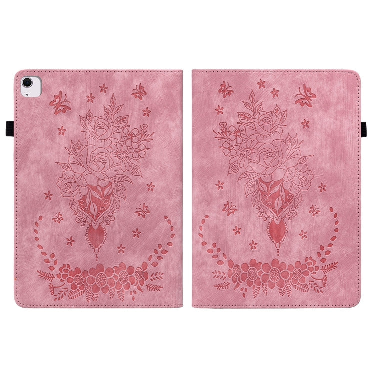 For iPad Air 11 2024 Butterfly Rose Embossed Leather Smart Tablet Case(Pink) - iPad Air 11 2024 Cases by PMC TechLife | Online Shopping South Africa | PMC TechLife | Buy Now Pay Later Mobicred
