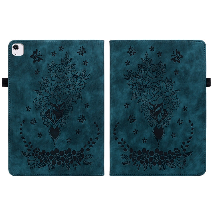 For iPad Air 11 2025 / 2024 Butterfly Rose Embossed Leather Smart Tablet Case(Dark Blue) - free shipping - PMC TechLife - Order now!