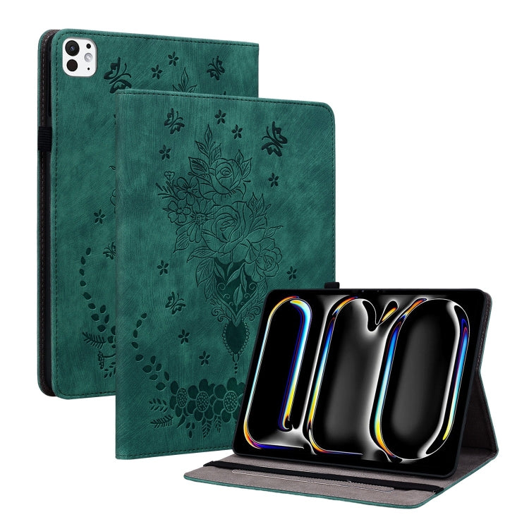 For iPad Pro 11 2024 Butterfly Rose Embossed Leather Smart Tablet Case(Green) - free shipping - PMC TechLife - Order now!