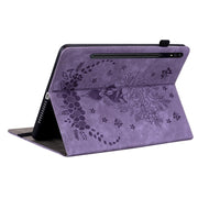 For Samsung Galaxy Tab S9 Butterfly Rose Embossed Leather Tablet Case(Purple)