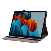For Samsung Galaxy Tab S9 Butterfly Rose Embossed Leather Tablet Case(Red)