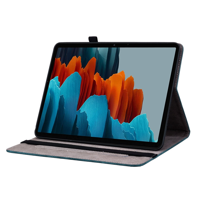 For Samsung Galaxy Tab S9 Butterfly Rose Embossed Leather Tablet Case(Dark Blue)