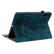 For Samsung Galaxy Tab S9+ Butterfly Rose Embossed Leather Tablet Case(Dark Blue)