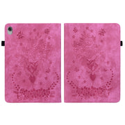 For Lenovo M10 Plus Butterfly Rose Embossed Leather Tablet Case(Rose Red)