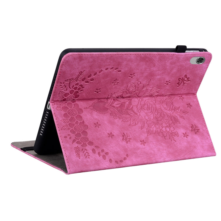 For Lenovo M10 Plus Butterfly Rose Embossed Leather Tablet Case(Rose Red) - Lenovo by PMC TechLife | Online Shopping South Africa | PMC TechLife | Buy Now Pay Later Mobicred