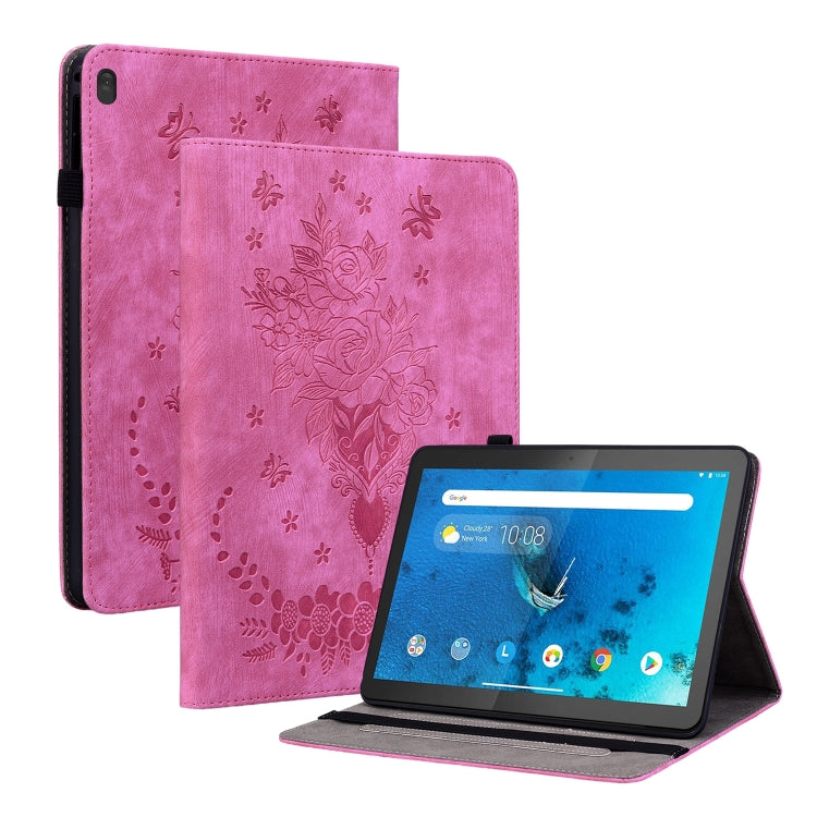 For Lenovo M10 Butterfly Rose Embossed Leather Tablet Case(Rose Red) - Lenovo by PMC TechLife | Online Shopping South Africa | PMC TechLife | Buy Now Pay Later Mobicred