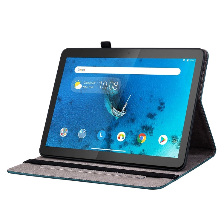 For Lenovo M10 Butterfly Rose Embossed Leather Tablet Case(Dark Blue)