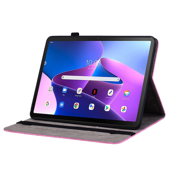For Lenovo Tab M10 10.1 3rd Gen Butterfly Rose Embossed Leather Tablet Case(Rose Red)