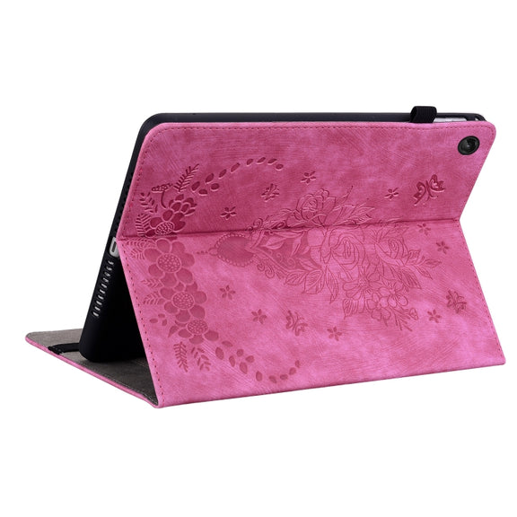 For Lenovo Tab M10 10.1 3rd Gen Butterfly Rose Embossed Leather Tablet Case(Rose Red)