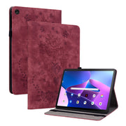 For Lenovo Tab M10 10.1 3rd Gen Butterfly Rose Embossed Leather Tablet Case(Red)