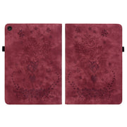 For Lenovo Tab M10 10.1 3rd Gen Butterfly Rose Embossed Leather Tablet Case(Red)