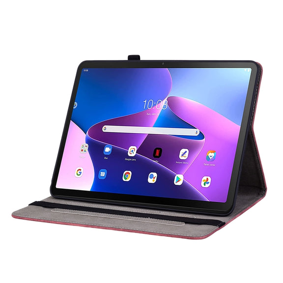 For Lenovo Tab M10 10.1 3rd Gen Butterfly Rose Embossed Leather Tablet Case(Red)
