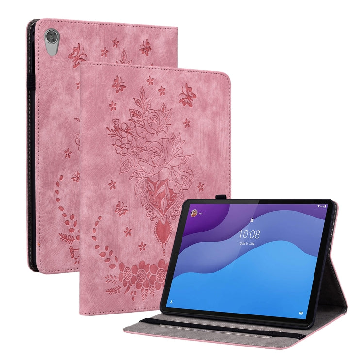 For Lenovo Tab M10 HD 2nd Gen TB-X306X Butterfly Rose Embossed Leather Tablet Case(Pink) - Lenovo by PMC TechLife | Online Shopping South Africa | PMC TechLife | Buy Now Pay Later Mobicred