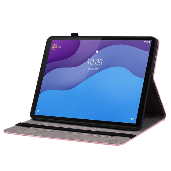 For Lenovo Tab M10 HD 2nd Gen TB-X306X Butterfly Rose Embossed Leather Tablet Case(Pink)