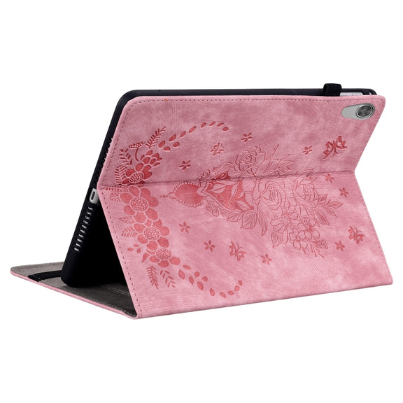 For Lenovo Tab M10 HD 2nd Gen TB-X306X Butterfly Rose Embossed Leather Tablet Case(Pink)
