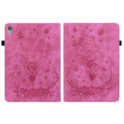 For Lenovo Tab M10 HD 2nd Gen TB-X306X Butterfly Rose Embossed Leather Tablet Case(Rose Red)