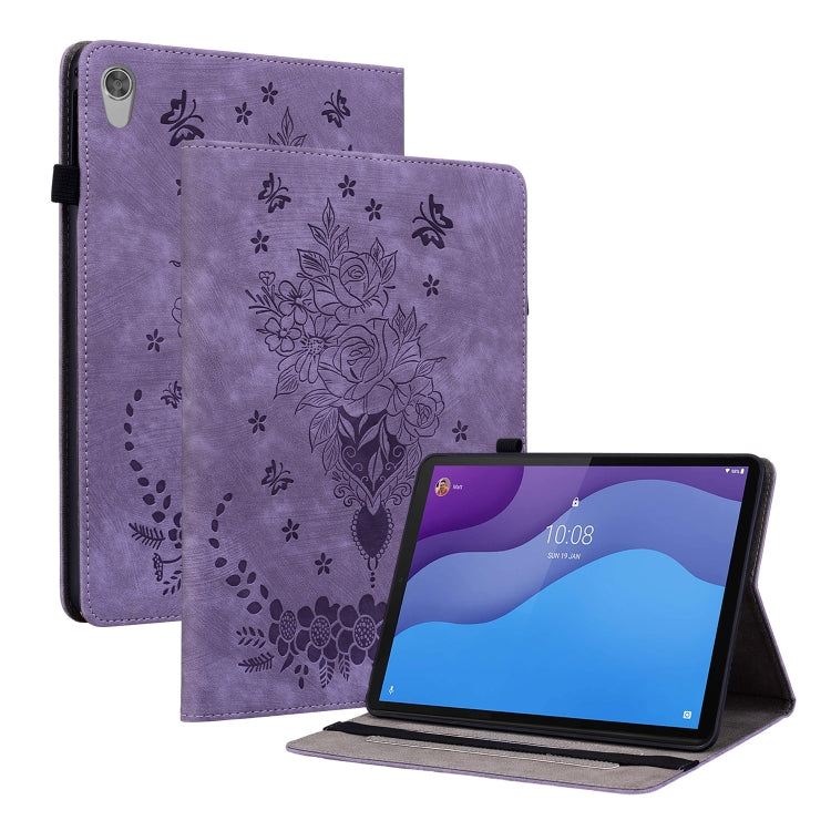 For Lenovo Tab M10 HD 2nd Gen TB-X306X Butterfly Rose Embossed Leather Tablet Case(Purple) - free shipping - PMC TechLife - Order now!