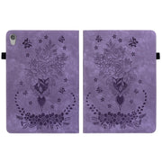 For Lenovo Tab M10 HD 2nd Gen TB-X306X Butterfly Rose Embossed Leather Tablet Case(Purple)