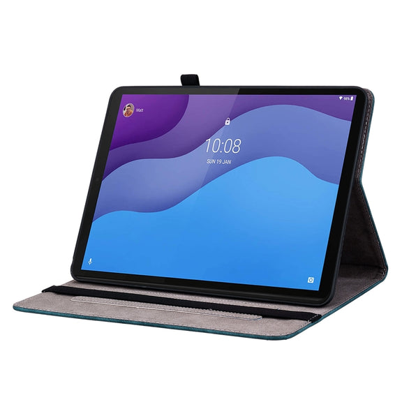 For Lenovo Tab M10 HD 2nd Gen TB-X306X Butterfly Rose Embossed Leather Tablet Case(Dark Blue)