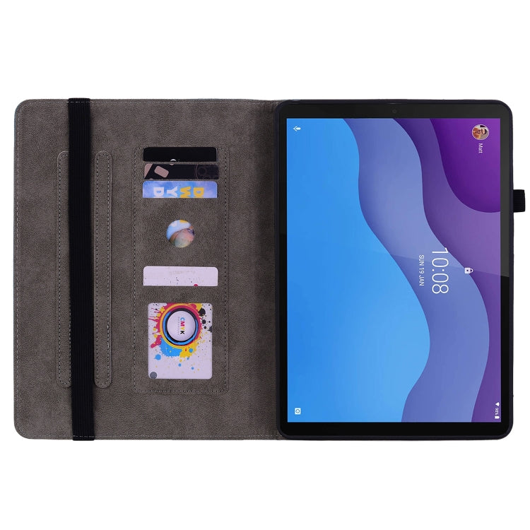 For Lenovo Tab M10 HD 2nd Gen TB-X306X Butterfly Rose Embossed Leather Tablet Case(Dark Blue)