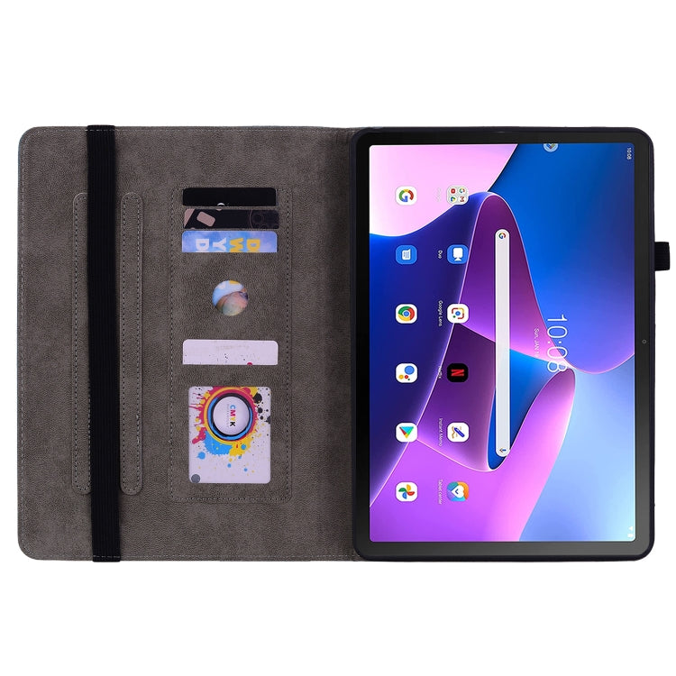 For Lenovo Tab M10 Plus 10.6 3rd Gen Butterfly Rose Embossed Leather Tablet Case(Green)