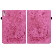 For Lenovo Tab P11 Gen 2 11.5 Butterfly Rose Embossed Leather Tablet Case(Rose Red)