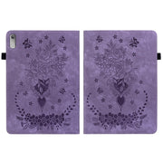 For Lenovo Tab P11 Gen 2 11.5 Butterfly Rose Embossed Leather Tablet Case(Purple)