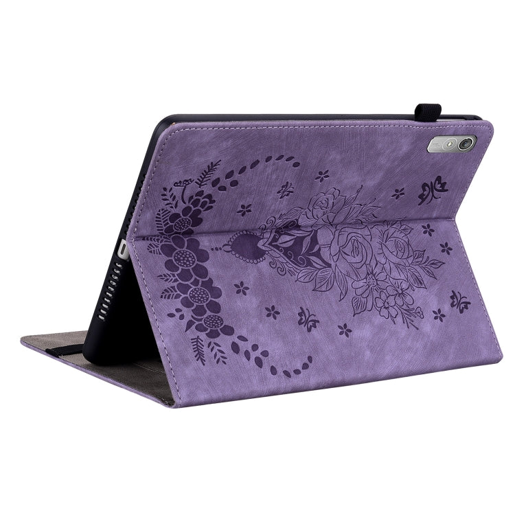 For Lenovo Tab P11 Gen 2 11.5 Butterfly Rose Embossed Leather Tablet Case(Purple)