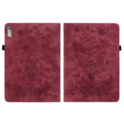 For Lenovo Tab P11 Gen 2 11.5 Butterfly Rose Embossed Leather Tablet Case(Red)
