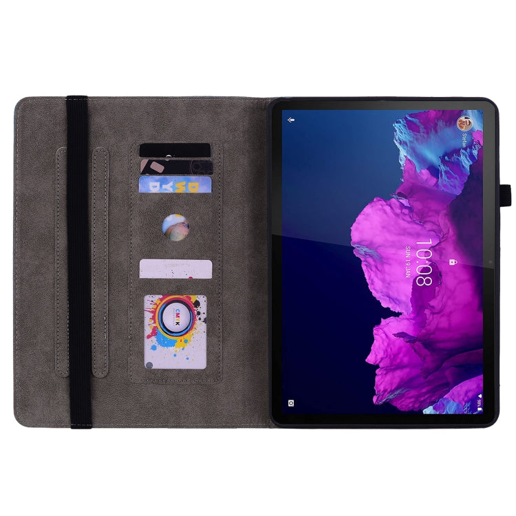 For Lenovo Tab P11 TB-J606F Butterfly Rose Embossed Leather Tablet Case(Rose Red)