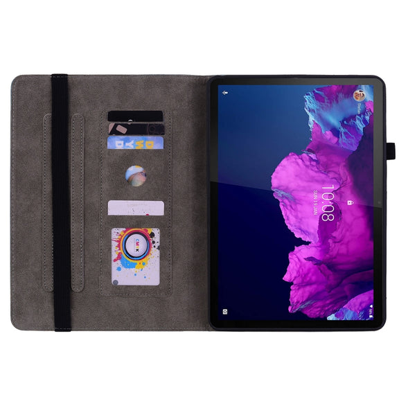 For Lenovo Tab P11 TB-J606F Butterfly Rose Embossed Leather Tablet Case(Red)