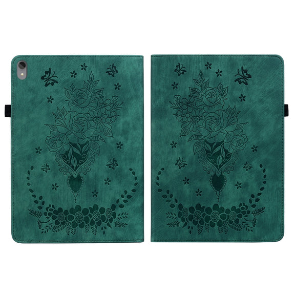 For Lenovo Tab P11 TB-J606F Butterfly Rose Embossed Leather Tablet Case(Green)