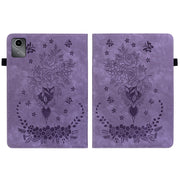 For Lenovo Tab M11/Xiaoxin Pad 11 2024 Butterfly Rose Embossed Leather Tablet Case(Purple)