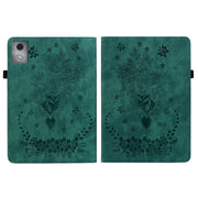 For Lenovo Tab K11 Plus Butterfly Rose Embossed Leather Tablet Case(Green)