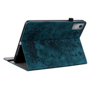 For Lenovo Tab K11 Plus Butterfly Rose Embossed Leather Tablet Case(Dark Blue)