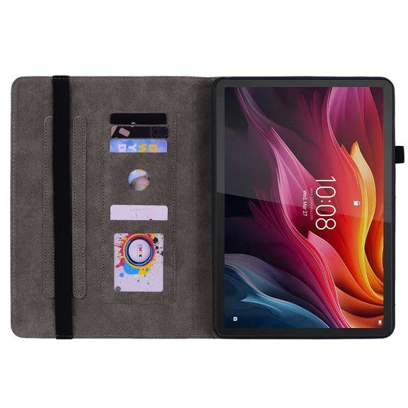 For Lenovo Tab K11 Plus Butterfly Rose Embossed Leather Tablet Case(Dark Blue)