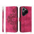For Huawei Pura 70 Skin Feel Flowers Embossed Wallet Leather Phone Case(Wine Red) - free shipping - PMC Jewellery - Order now!