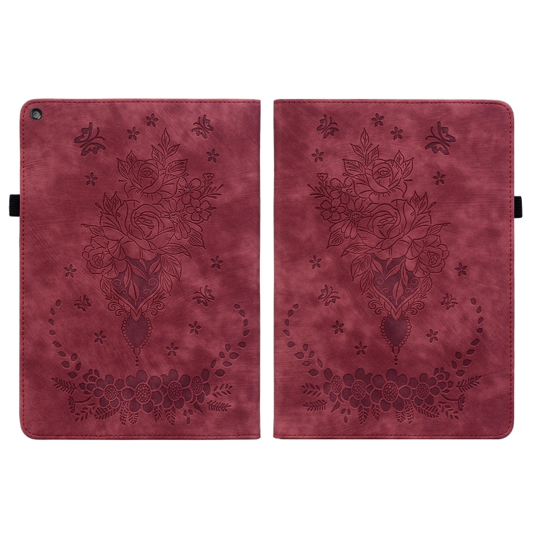 For Amazon Kindle Fire HD10 2019 / 2017 Butterfly Rose Embossed Leather Smart Tablet Case(Red) - Amazon by PMC TechLife | Online Shopping South Africa | PMC TechLife | Buy Now Pay Later Mobicred