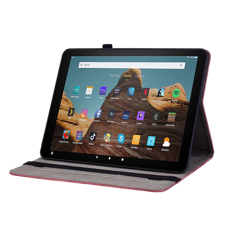 For Amazon Kindle Fire HD10 2019 / 2017 Butterfly Rose Embossed Leather Smart Tablet Case(Red) - Amazon by PMC TechLife | Online Shopping South Africa | PMC TechLife | Buy Now Pay Later Mobicred