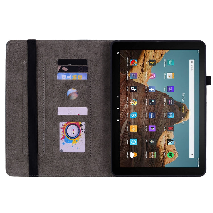 For Amazon Kindle Fire HD10 2019 / 2017 Butterfly Rose Embossed Leather Smart Tablet Case(Green)
