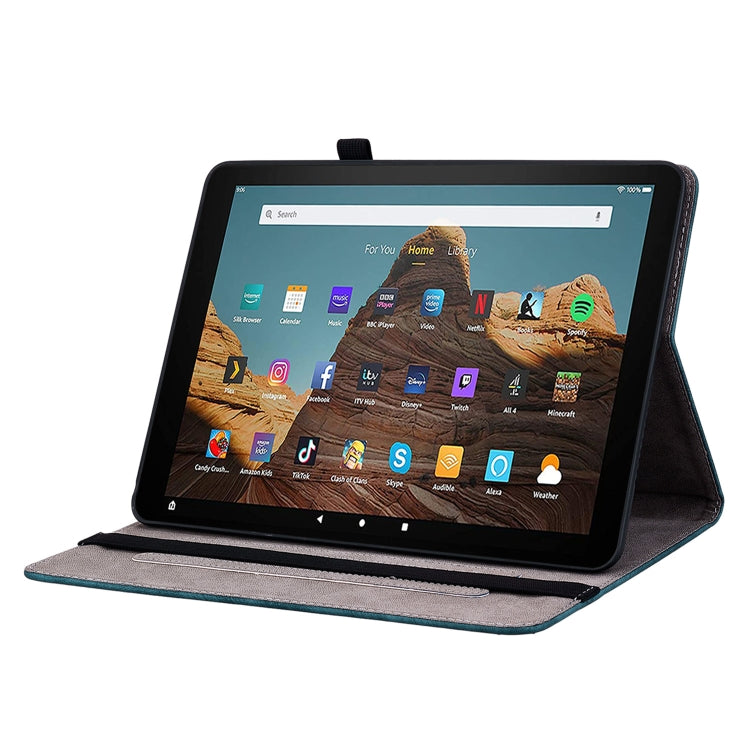 For Amazon Kindle Fire HD10 2019 / 2017 Butterfly Rose Embossed Leather Smart Tablet Case(Dark Blue) - Amazon by PMC TechLife | Online Shopping South Africa | PMC TechLife | Buy Now Pay Later Mobicred