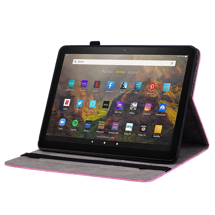 For Amazon Kindle Fire HD10 2021 Butterfly Rose Embossed Leather Smart Tablet Case(Rose Red) - Amazon by PMC TechLife | Online Shopping South Africa | PMC TechLife | Buy Now Pay Later Mobicred