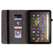 For Amazon Kindle Fire HD10 2021 Butterfly Rose Embossed Leather Smart Tablet Case(Green)