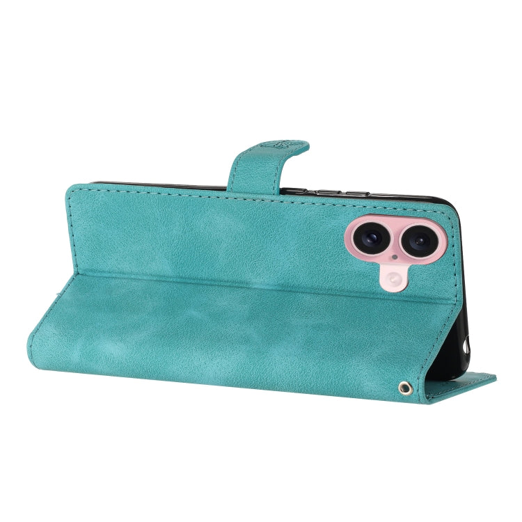 For iPhone 16 Flower Butterfly Embossing Pattern Leather Phone Case(Sky Blue) - iPhone 16 Cases by PMC TechLife | Online Shopping South Africa | PMC TechLife | Buy Now Pay Later Mobicred