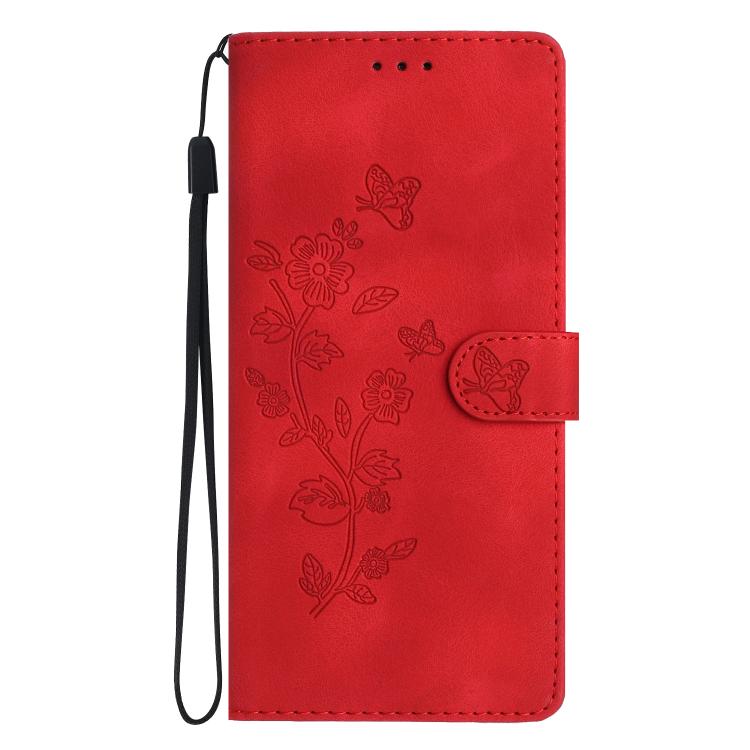 For iPhone 16e Flower Butterfly Embossing Pattern Leather Phone Case(Red) - iPhone 16e Cases by PMC TechLife | Online Shopping South Africa | PMC TechLife | Buy Now Pay Later Mobicred