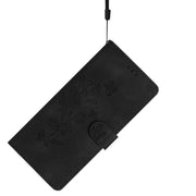 For iPhone 16e Flower Butterfly Embossing Pattern Leather Phone Case(Black)
